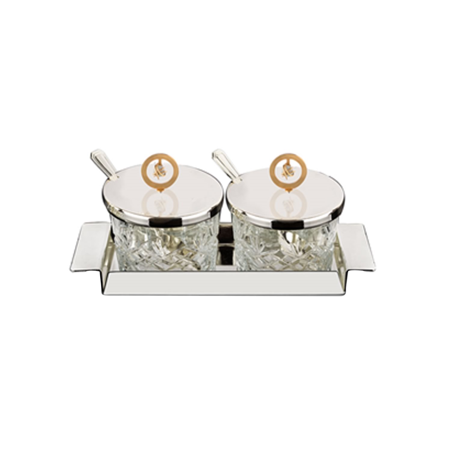 Kapaklı Kristalize Kesme Cam Silindir İkili Reçellik 