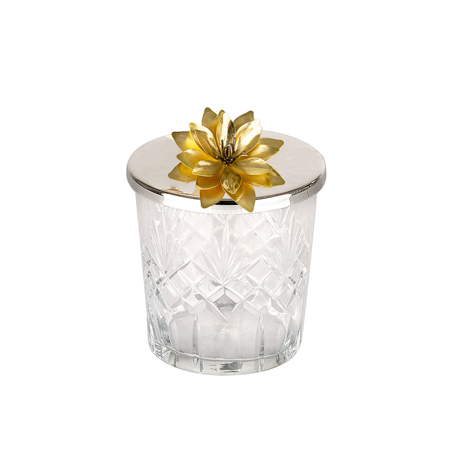 Kapaklı Kristalize Kesme Cam Silindir Kase