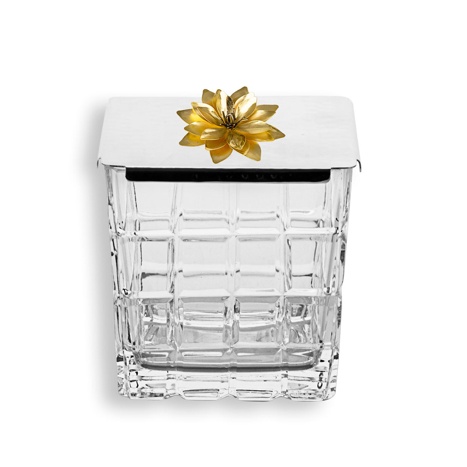 Kapaklı Kristalize Kesme Kare Cam Kase