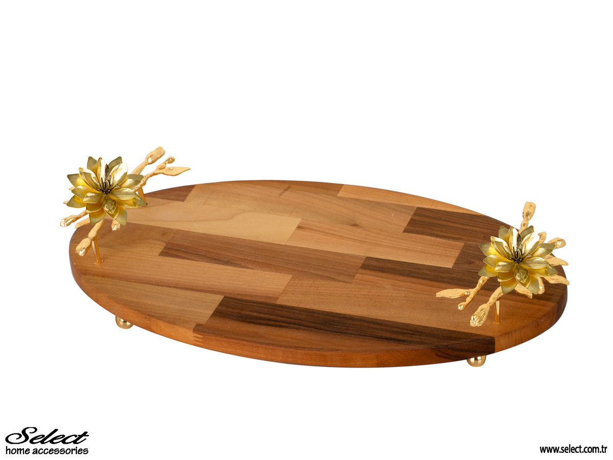 Lotus Ahşap Oval Sunumluk 45x27cm