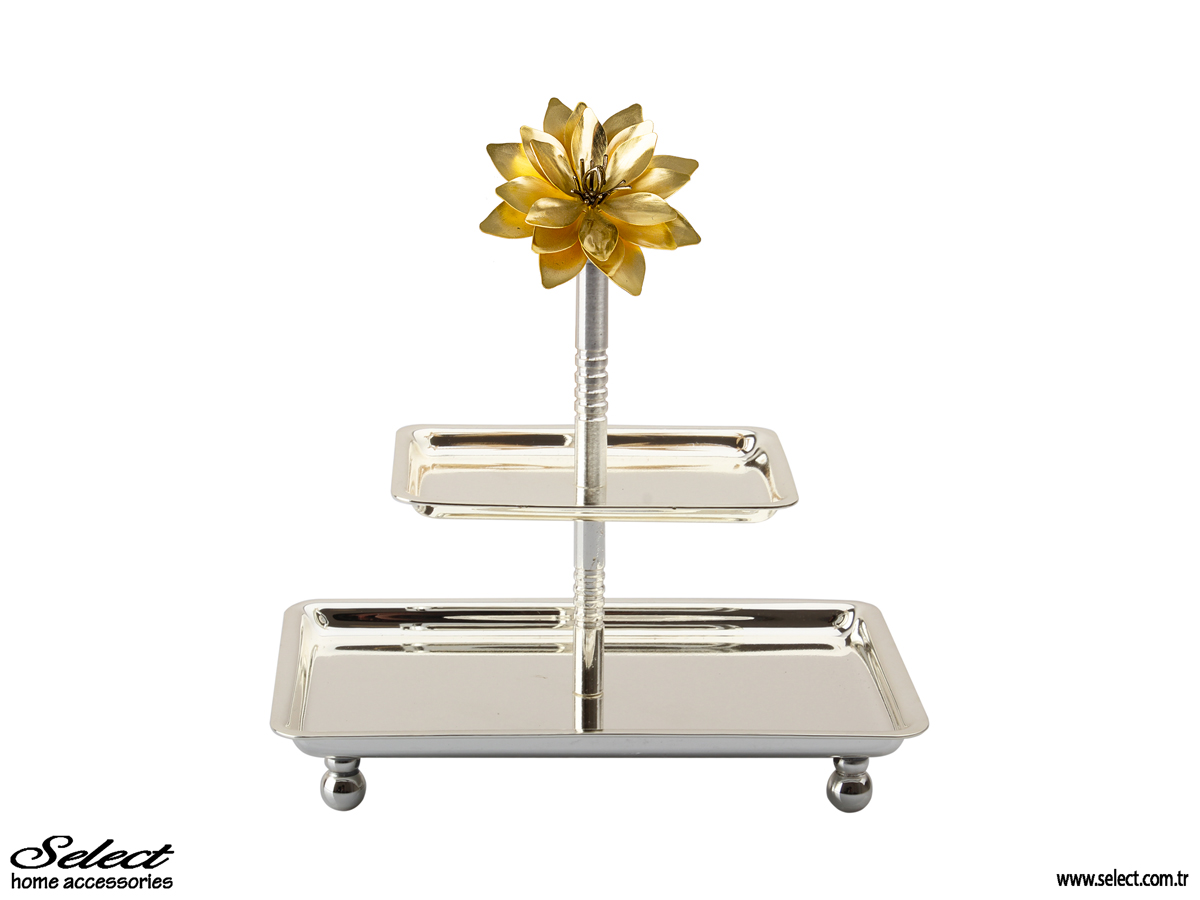 Lotus İki Katlı Dikdörtgen Kurabiyelik 6x9 cm