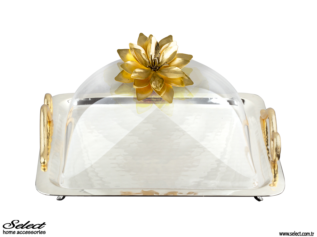 Lotus Kare Pleksi Kapaklı Servis Tepsisi 36cm