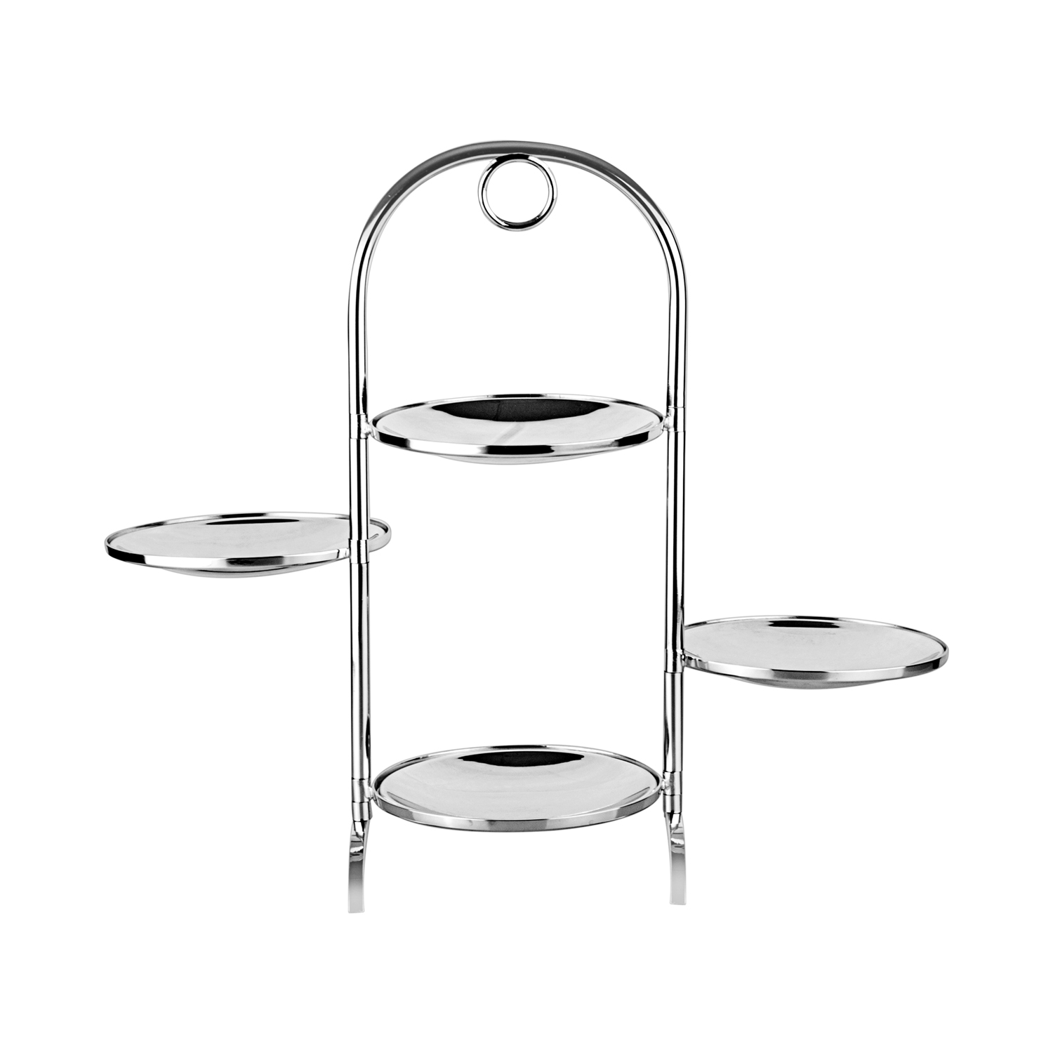 Modena II Gümüş 4 Katlı Açılır Pastalık 19x47cm