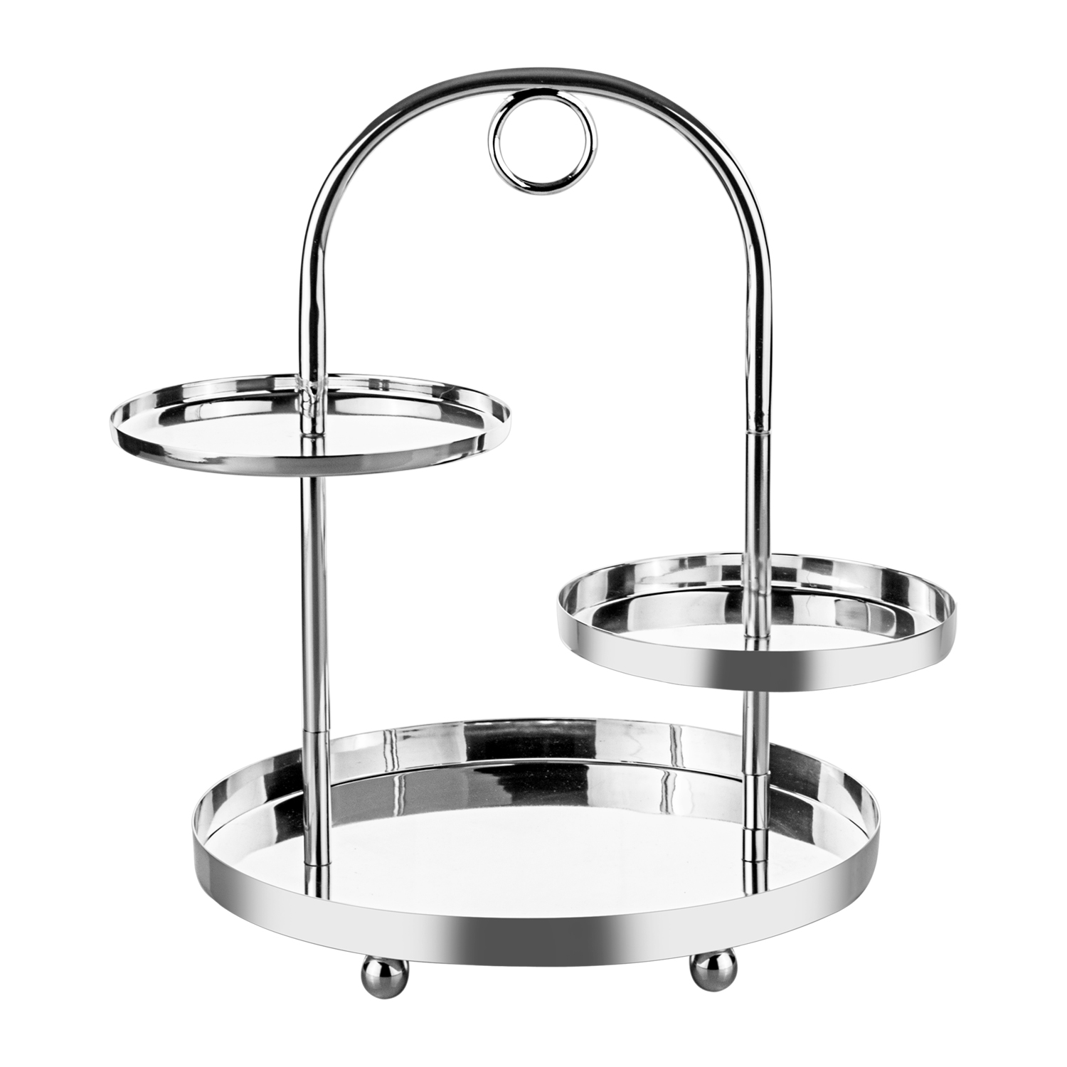 Modena II Gümüş 3 Katlı Pastalık 19x19x32cm