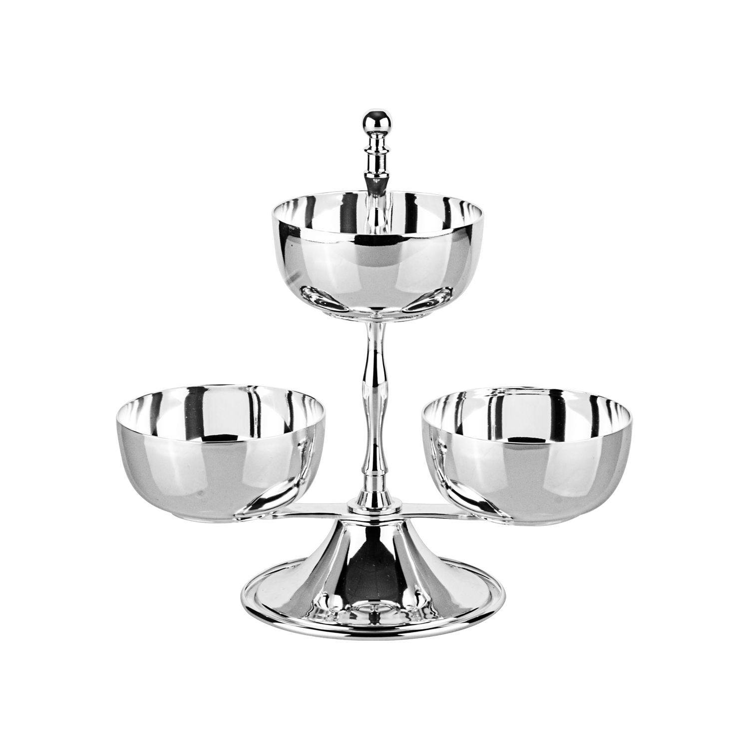 Modena II Gümüş Üçlü Çerezlik 9x24cm