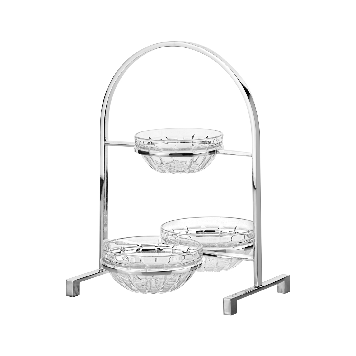 Modena II Gümüş Üçlü Çerezlik 9x27cm